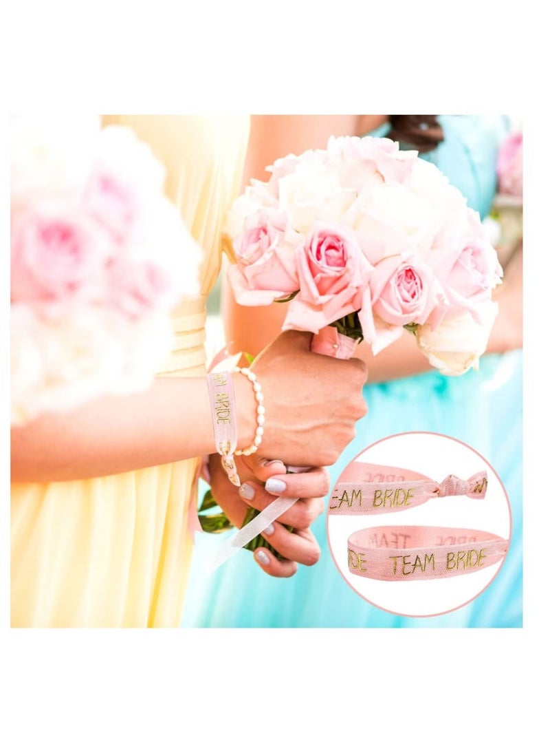 Ailily Hen Party Wristbands Set, 1 White Bride Wristband +20pcs Pink Team Bride Wristband, with Rose Gold Lettering, for Bachelorette Party, Wedding Bridal Shower Decorations, Bridal Shower - Image 5