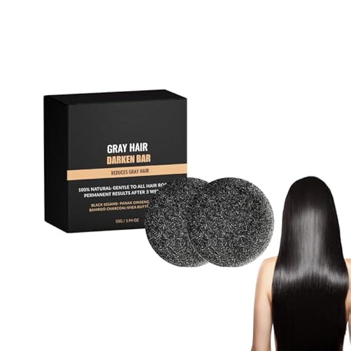 Grospe 2 Pcs Gray Hair Reverse Bar，Gray Hair Darken Bar，Black Hair Soap，Conditioning Hair Massage Moisturizing Scalp Treatment Soap，100% Natural and Gentle Formula for All Hair Types，1.94 Oz Each - Image 1