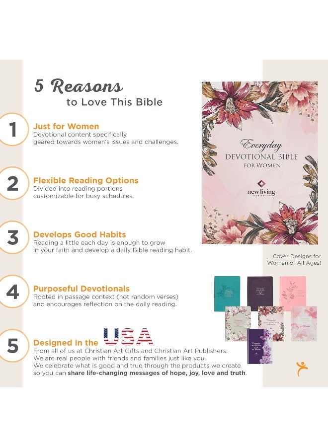 NLT Holy Bible Everyday Devotional Bible for Women New Living Translation, Floral - Image 2