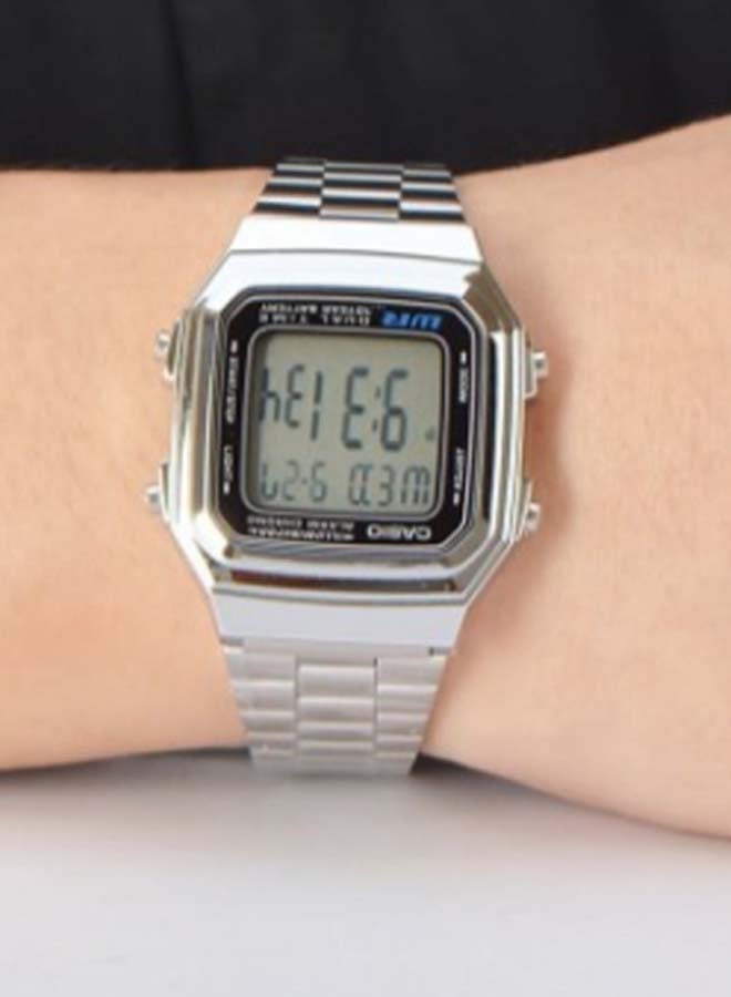 CASIO Men Stainless Steel Digital Watch A178WA-1ADF - 34 mm - Silver - Image 5