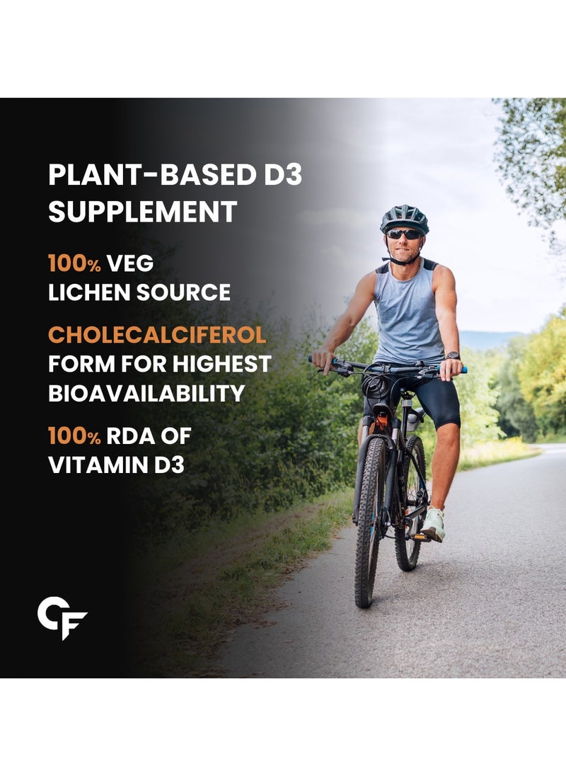 CARBAMIDE FORTE - Carbamide Forte Vitamin D3 K2 MK7 Plant Based Veg Vitamin D3 Supplement Lichen Source with Vitamin K2 MK7 Menaquinone - 120 Veg Tablets - Image 1