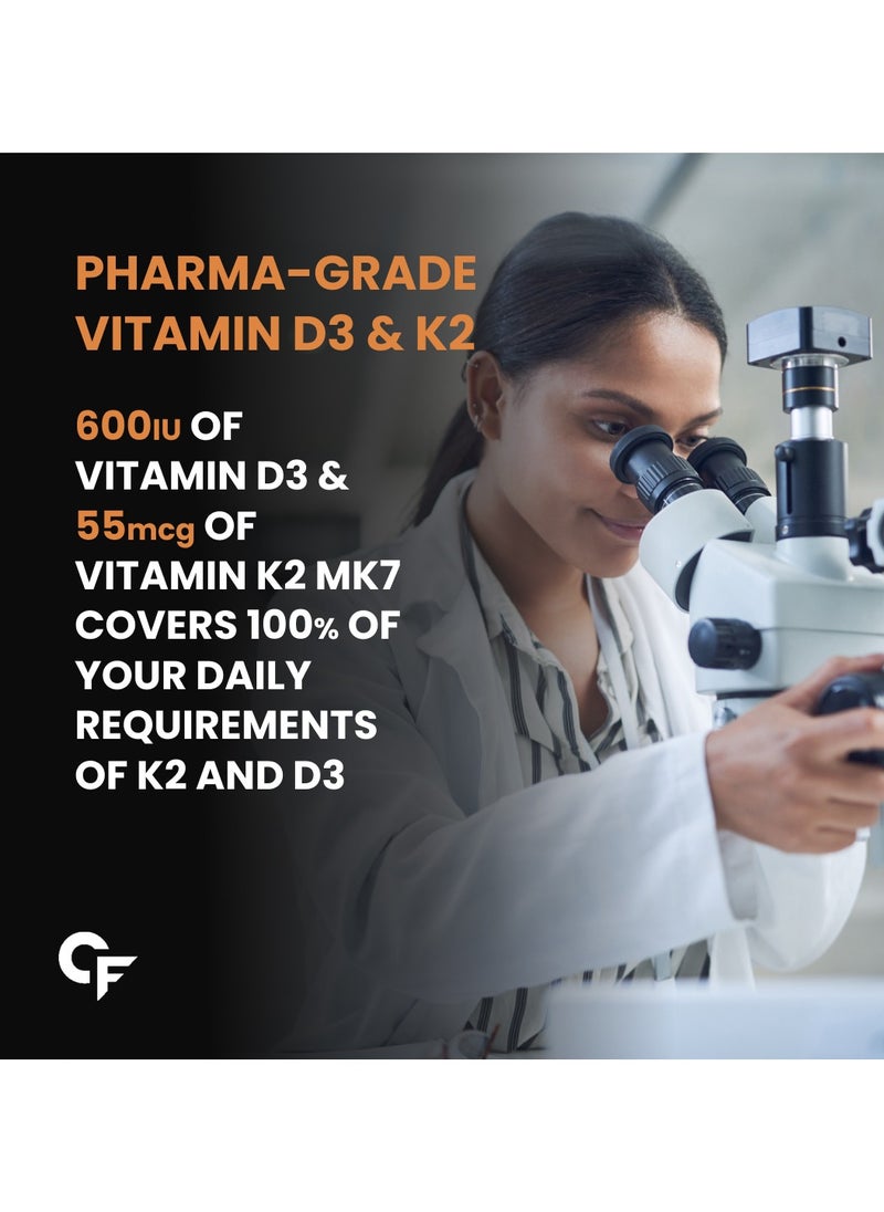 CARBAMIDE FORTE - Carbamide Forte Vitamin D3 K2 MK7 Plant Based Veg Vitamin D3 Supplement Lichen Source with Vitamin K2 MK7 Menaquinone - 120 Veg Tablets - Image 1