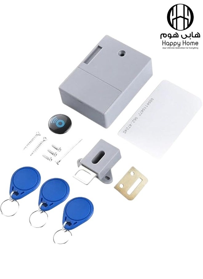 Smart Closet Lock, Invisible Lock with 3 Key Chains and 1 Card, No Holes, Electronic RFID Card Hole, for Sauna Libraries, Factories and Offices, Safe Box