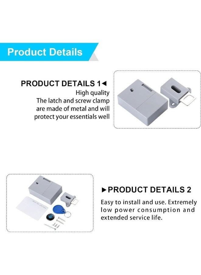 Smart Closet Lock, Invisible Lock with 3 Key Chains and 1 Card, No Holes, Electronic RFID Card Hole, for Sauna Libraries, Factories and Offices, Safe Box