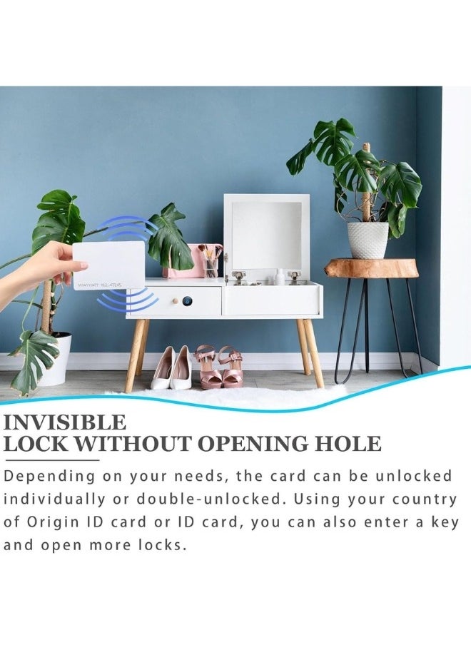 Smart Closet Lock, Invisible Lock with 3 Key Chains and 1 Card, No Holes, Electronic RFID Card Hole, for Sauna Libraries, Factories and Offices, Safe Box