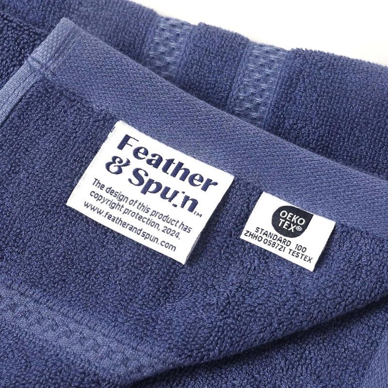 Feather & Spun Feather Spun Bamboo Cotton Hand Towel Lavender Fragrance OekoTEX Standard 100 Double Needle Stitch Anti Microbial 600 GSM 40 cms x 71 cms Midnight Indigo Pack of 2 - Image 2