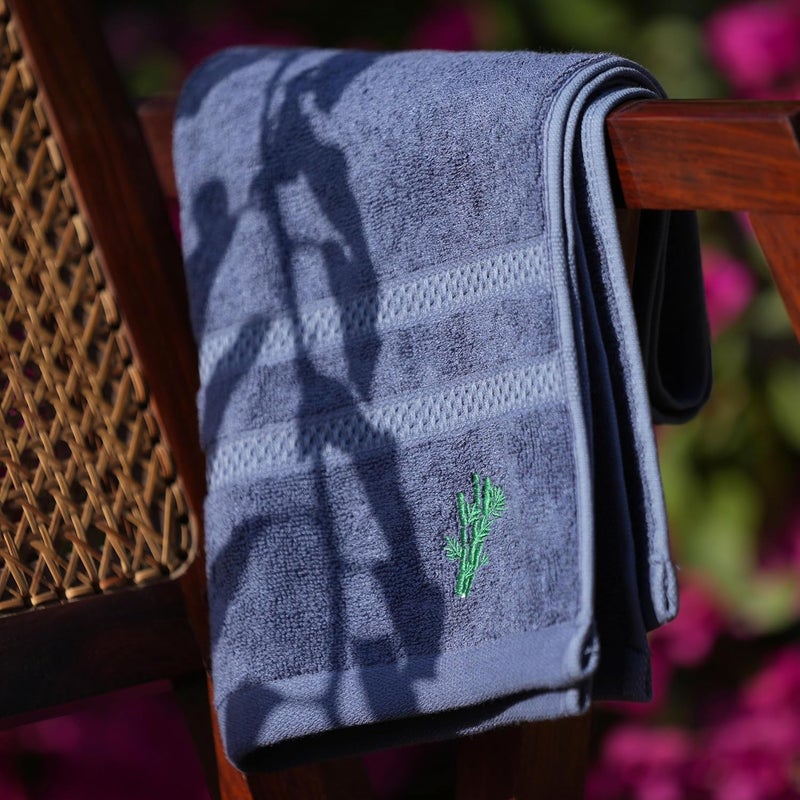 Feather & Spun Feather Spun Bamboo Cotton Hand Towel Lavender Fragrance OekoTEX Standard 100 Double Needle Stitch Anti Microbial 600 GSM 40 cms x 71 cms Midnight Indigo Pack of 2 - Image 4