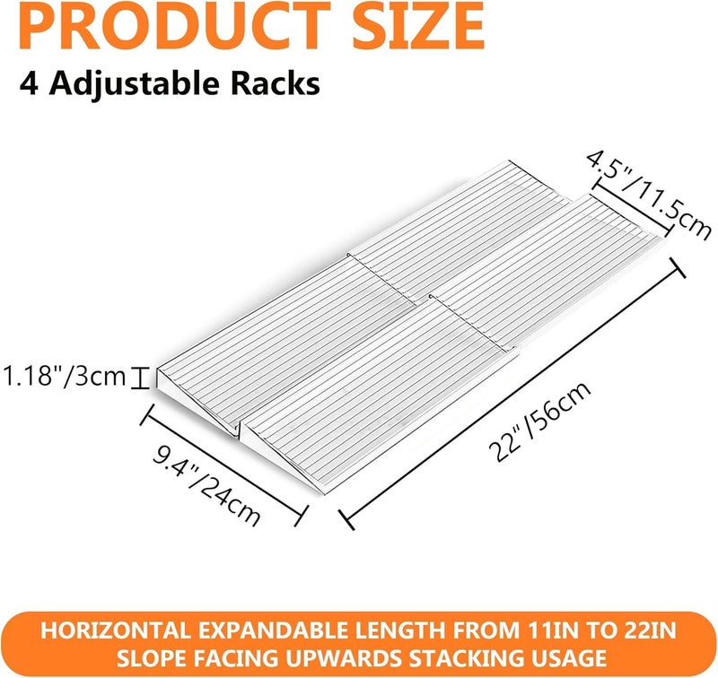 UREVO 4 Tier Spice Drawer Rack - Expandable Clear Acrylic Organizer (2 Sets) - Image 3