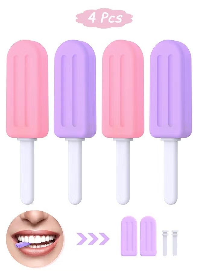 SUFADA 4 Pcs Aligner Chewies for Invisalign, Colorful Popsicle Silicone Chewies with Grip Handles for Aligner Chompers Aligner Trays Seaters - Image 1