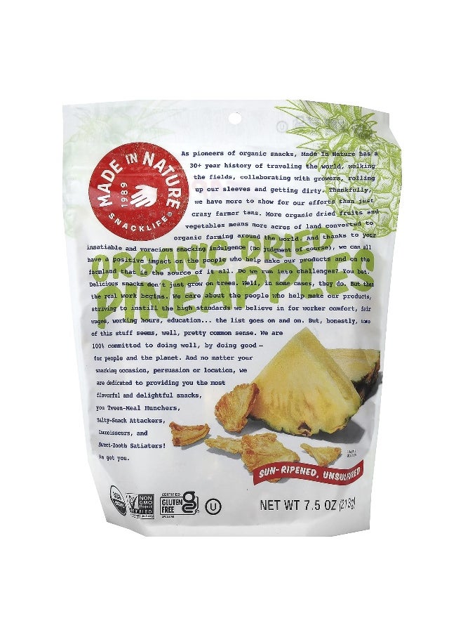 MADE IN NATURE Made in Nature, Organic Dried Pineapples, Sun-Ripened, Unsulfured, 7.5 oz (213 g)  - Image 1