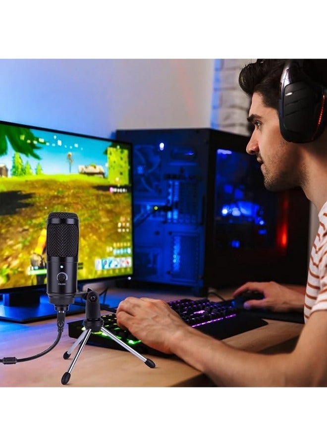 USB Microphone Plug and Play, Capacitor Microphone Cardioid Pickup PC Laptop Recording Microphone Portable and Lightweight, Microphone Set with Stand External Microphones - Image 5