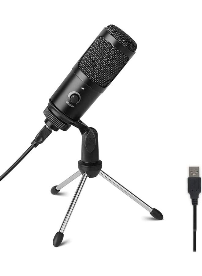 USB Microphone Plug and Play, Capacitor Microphone Cardioid Pickup PC Laptop Recording Microphone Portable and Lightweight, Microphone Set with Stand External Microphones - Image 1