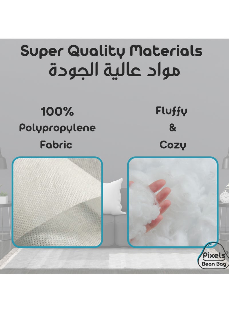 بكسل بين باج عبوة حشو وسادة زينة من بكسل بين باج للاستخدام الداخلي للأريكة والمقاعد، قماش أبيض من البولي بروبلين غير منسوج، إغلاق خياطة بدون سحاب "بدون سستة" مجموعة عدد 3 قطعة - Image 3