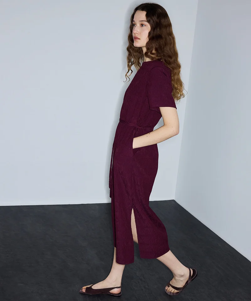 Ipekyol Belted Crinkle-Effect Dress