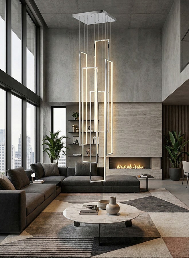 BUY4LESS -  Modern Lighting, Chandelier, Chrome Color, D:40+100*10,H:200 cm, Suitable for stairs, villas, lobby, living room, Adjustable height - Image 2