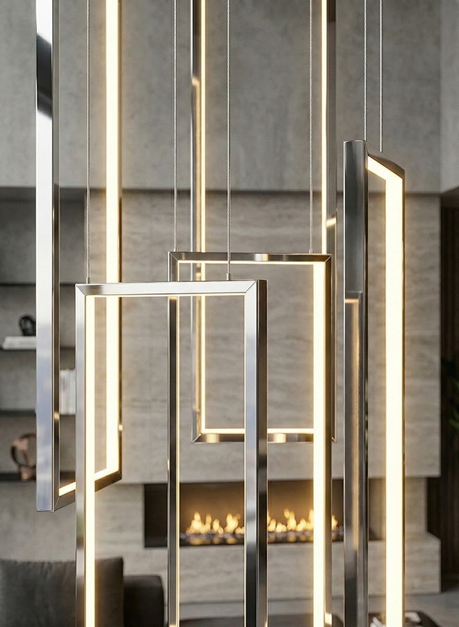 BUY4LESS -  Modern Lighting, Chandelier, Chrome Color, D:40+100*10,H:200 cm, Suitable for stairs, villas, lobby, living room, Adjustable height - Image 3