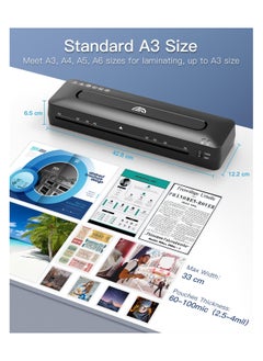 SYOSI Cold and Thermal Laminator with Laminating Sheets for A3/A4/A5/A6,  5-in-1 Lamination Machine Quick Heating Laminator Portable Laminator Document Laminator Laminating Machine for Home Office School  - Image 3