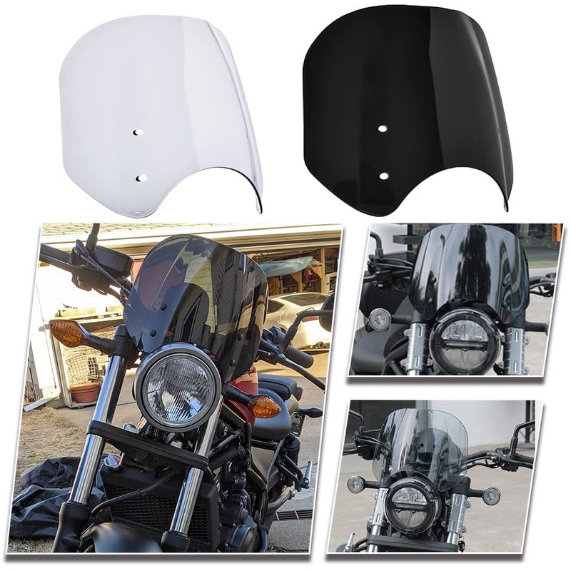 Midimttop Motorcycle Compatible with Honda Rebel CMX 300 Rebel 500 CMX500 CMX300 Windshield Fairing Windscreen Protector 2017 2018 2019 2020 2021 2022 2023Smoke
