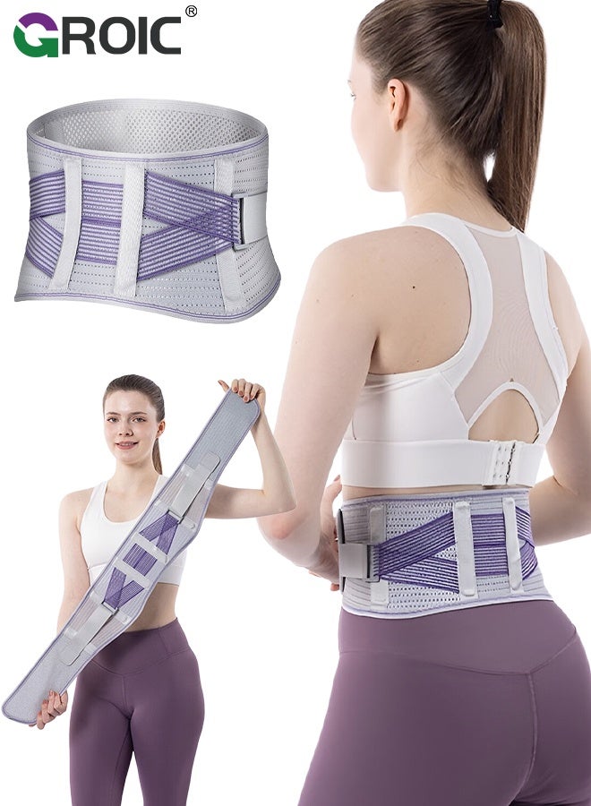 GROIC Waist Trimmer,Waist Support Belt for Lower Back Pain Relief, Adjustable Breathable Lumbar Brace with Double Straps for Men & Women, Waist Trainer for Work, Exercise, and Daily Wear - Image 1