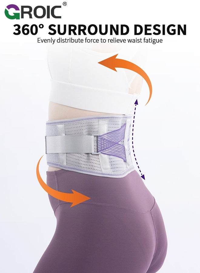 GROIC Waist Trimmer,Waist Support Belt for Lower Back Pain Relief, Adjustable Breathable Lumbar Brace with Double Straps for Men & Women, Waist Trainer for Work, Exercise, and Daily Wear - Image 2