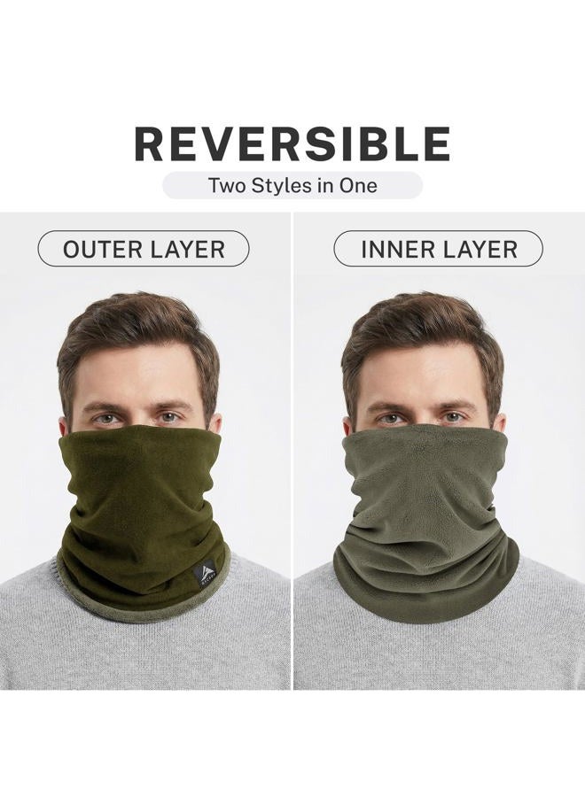 GXCROR Winter Tube Scarf, Reversible Fleece Neck Tube, Windproof Face Mask, Warm Neck Warmer for Men and Women, olive green, Einheitsgröße - Image 2