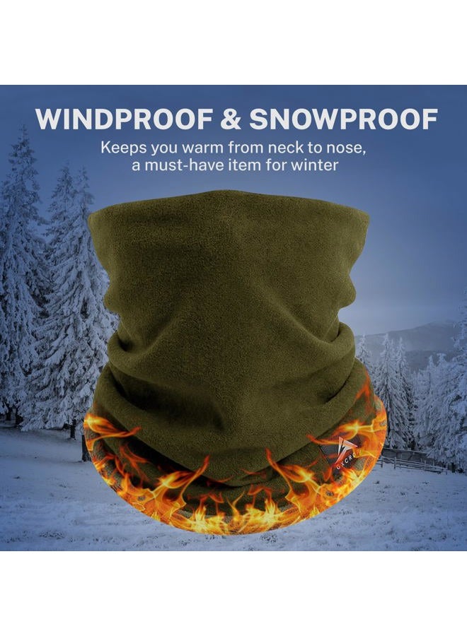 GXCROR Winter Tube Scarf, Reversible Fleece Neck Tube, Windproof Face Mask, Warm Neck Warmer for Men and Women, olive green, Einheitsgröße - Image 5