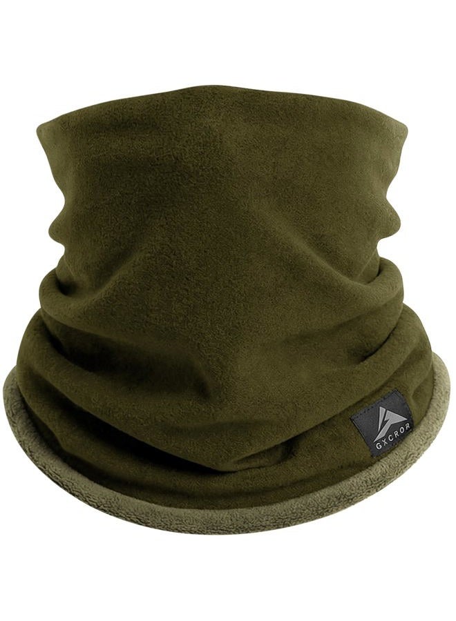 GXCROR Winter Tube Scarf, Reversible Fleece Neck Tube, Windproof Face Mask, Warm Neck Warmer for Men and Women, olive green, Einheitsgröße - Image 1