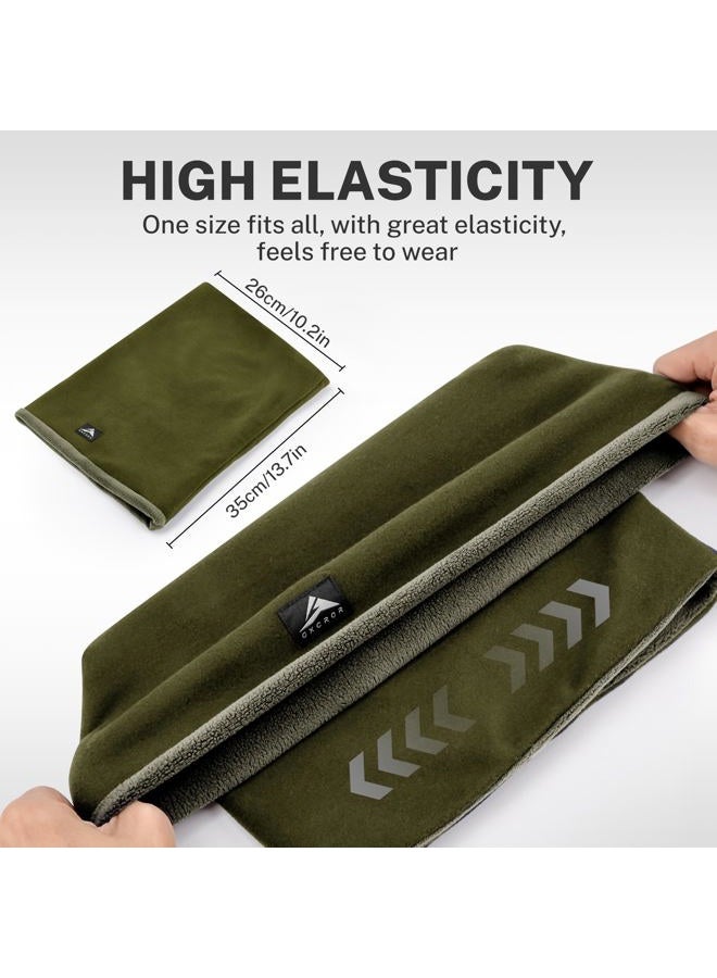 GXCROR Winter Tube Scarf, Reversible Fleece Neck Tube, Windproof Face Mask, Warm Neck Warmer for Men and Women, olive green, Einheitsgröße - Image 4