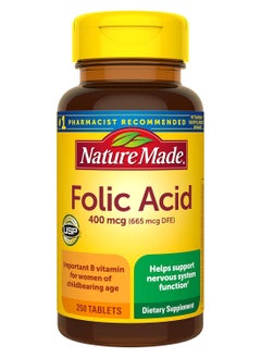Nature Made Folic Acid 400 Mcg 665 Mcg Dfe Dietary Supplement For Nervous System Function 250 Tablets 250 Day Supply  - Image 1