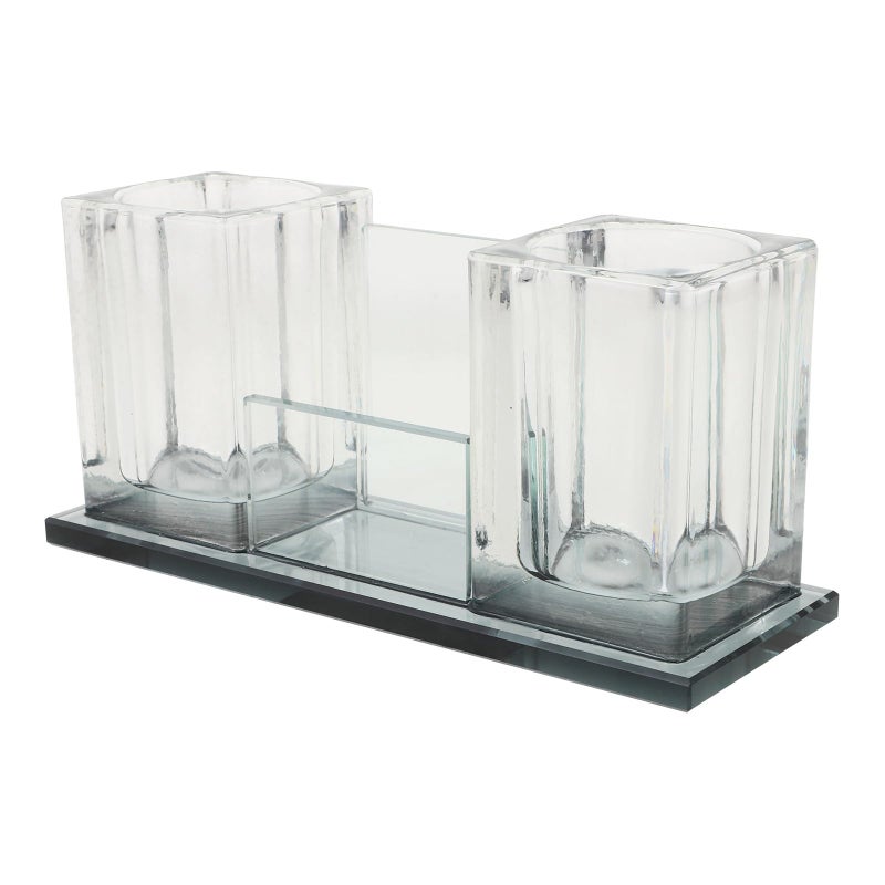 Acrylic Desktop Microphone Stand Holder with Dual Slot for KTV Office Live Sound Use - Image 2