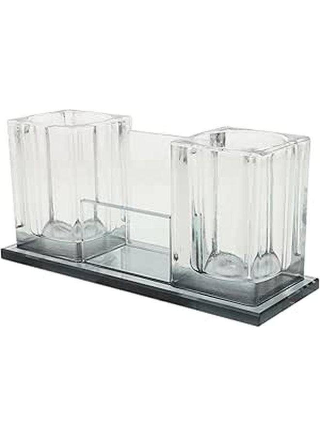 Acrylic Desktop Microphone Stand Holder with Dual Slot for KTV Office Live Sound Use - Image 1