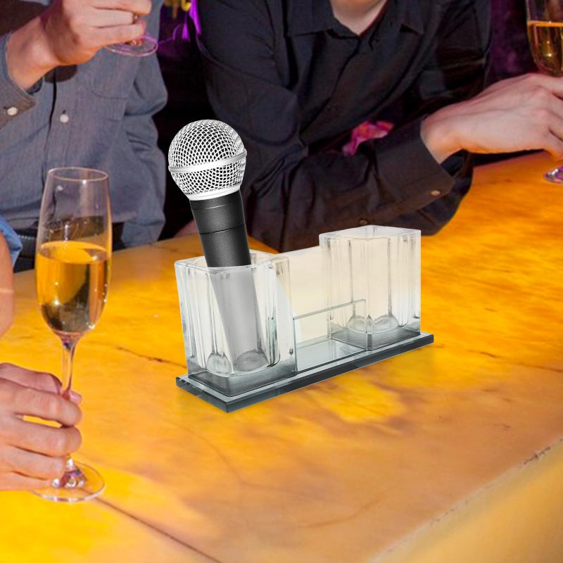 Acrylic Desktop Microphone Stand Holder with Dual Slot for KTV Office Live Sound Use - Image 5