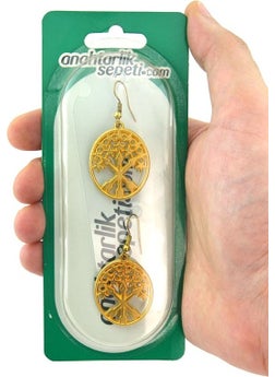 Anahtarlık Sepeti Keychain Basket Adige Flag Gold Plated Earrings  - Image 3