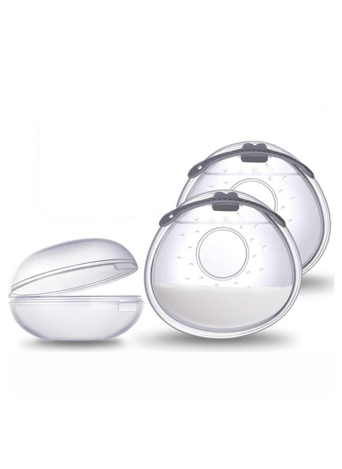 Milk Collection Shells, 2PCS Milk Collector, 70ML Milk Catcher, Silicone Breast Milk Collector, Milk Savers for Breastfeeding(Silicone Storage Box)