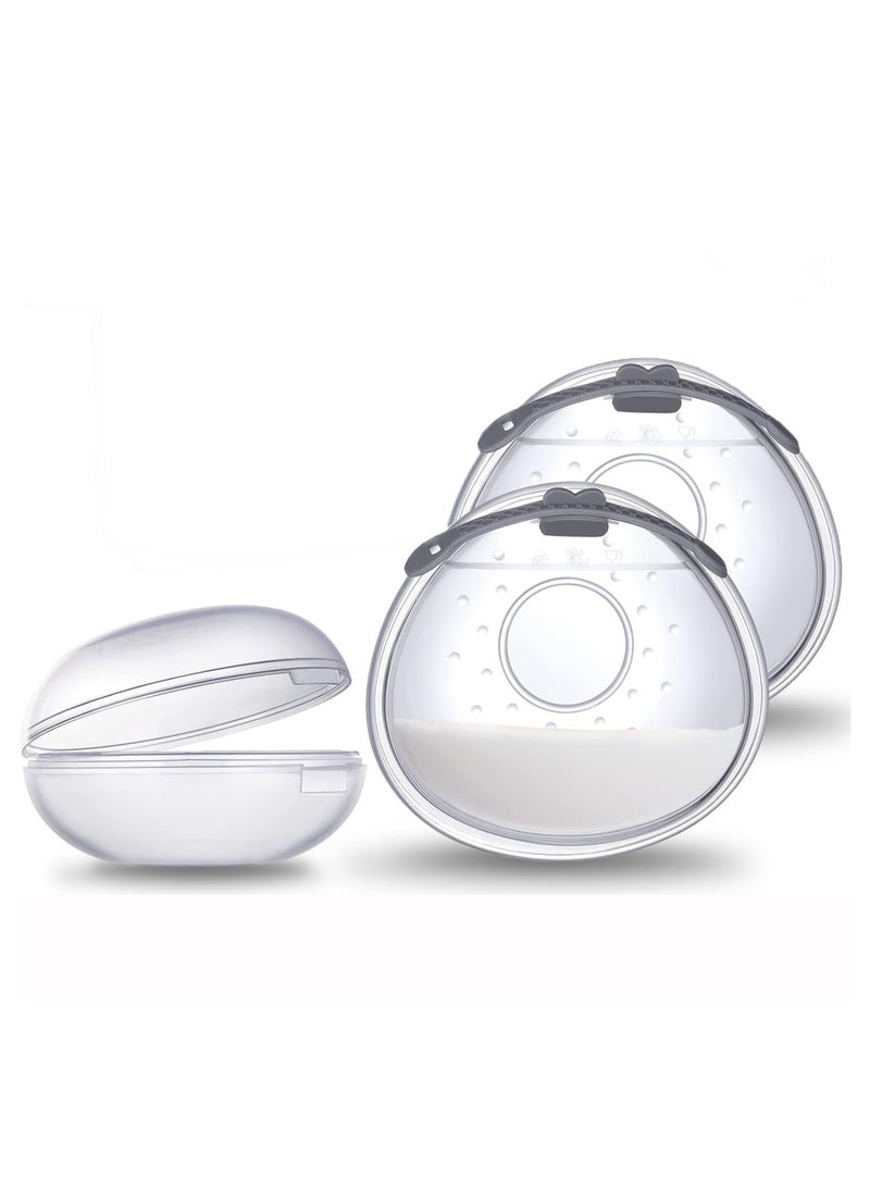 Milk Collection Shells, 2PCS Milk Collector, 70ML Milk Catcher, Silicone Breast Milk Collector, Milk Savers for Breastfeeding(Silicone Storage Box)