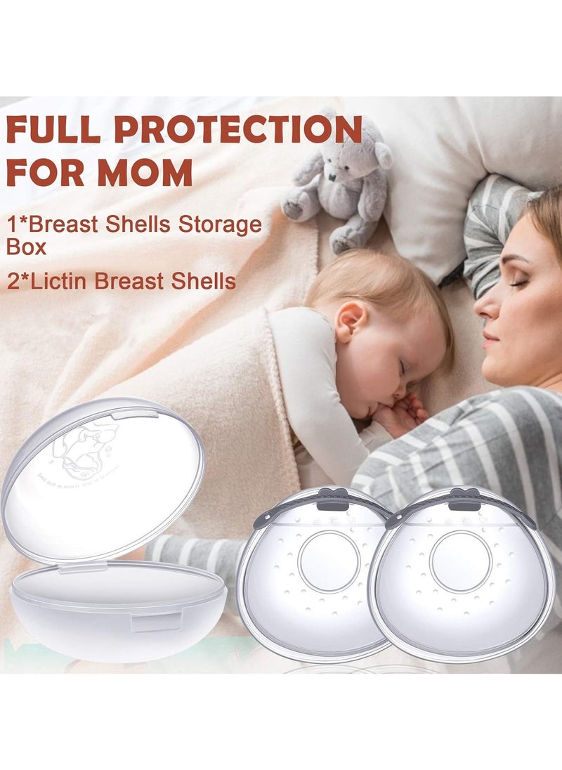 Milk Collection Shells, 2PCS Milk Collector, 70ML Milk Catcher, Silicone Breast Milk Collector, Milk Savers for Breastfeeding(Silicone Storage Box)