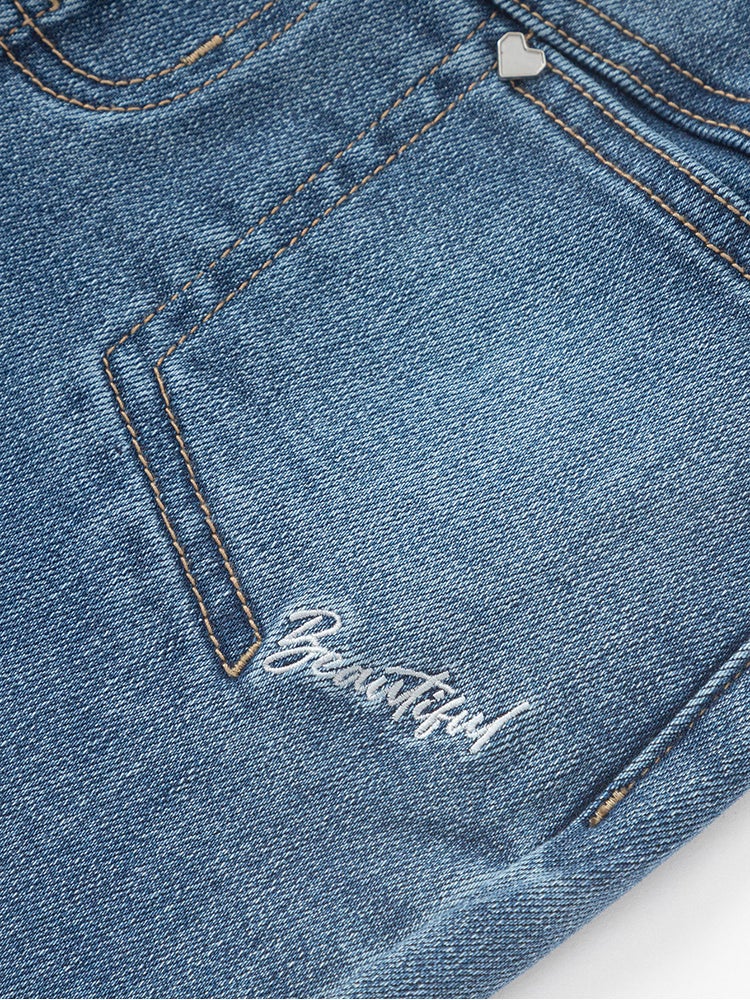 بالابالا بنطلون جينز بمسحات باهتة للبنات - Image 4