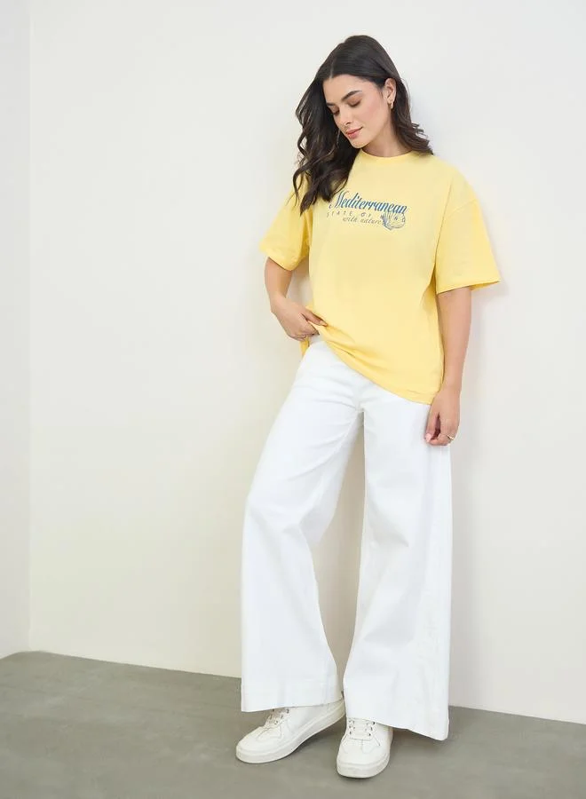 ستايلي White Wide Leg High Rise Jeans