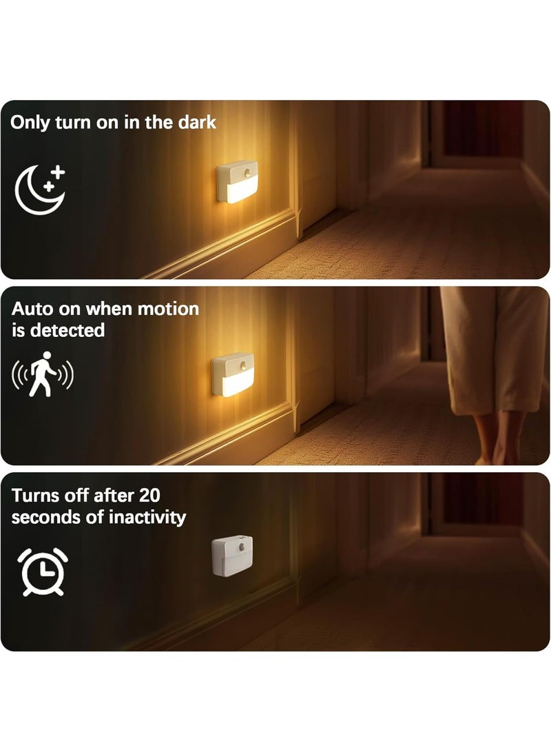 NANAO 3 عبوات من ضوء الليل بحساس حركة، ضوء دافئ يعمل بالبطارية بدون سلك، إضاءة تحت الخزائن، مصباح ليلي للسلالم، الخزانة، المنضدة، المطبخ، داخلي، خارجي - Image 3