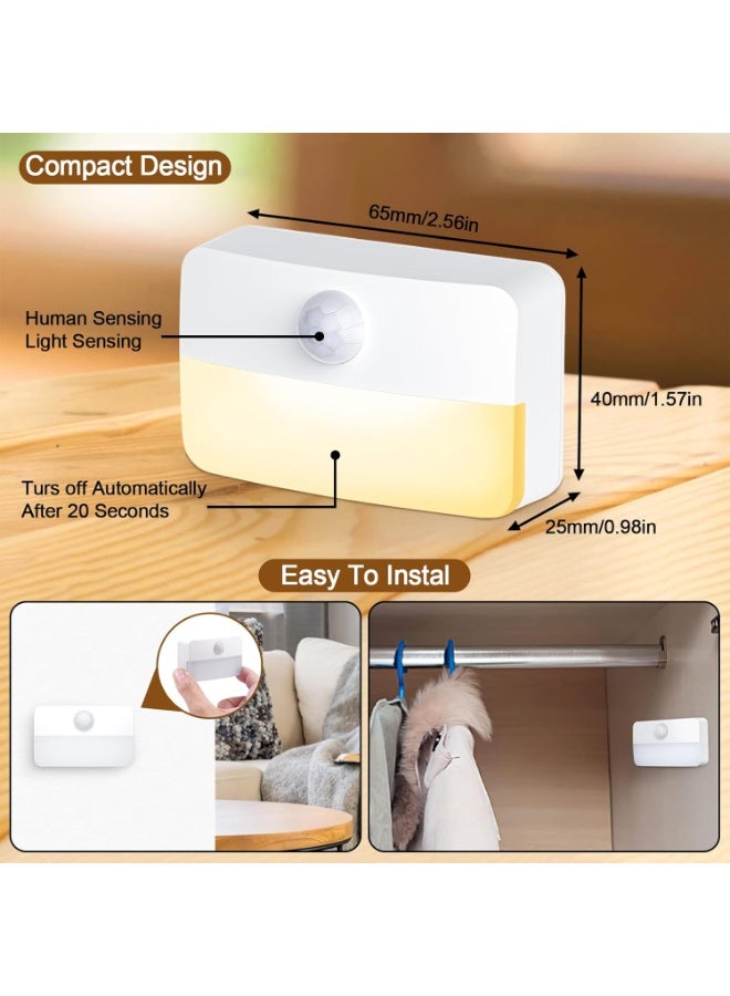 NANAO 3 عبوات من ضوء الليل بحساس حركة، ضوء دافئ يعمل بالبطارية بدون سلك، إضاءة تحت الخزائن، مصباح ليلي للسلالم، الخزانة، المنضدة، المطبخ، داخلي، خارجي - Image 5