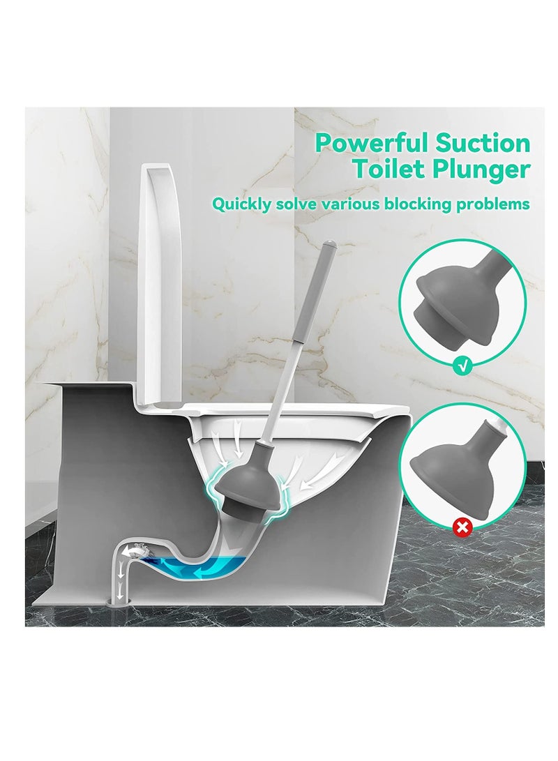 Barakah oilet Plunger and Brush, Bowl Brush and Plunger Combo with Holder for Bathroom Cleaning, 2-in-1 Heavy Duty Plunger Set with Powerful Pump & Unique Water Storage Design(White, 1 Set) - Image 3