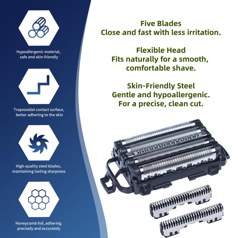 AIJALY 1 Pack WES9032P Shaver Replacement Foilï¼ŒOuter Foil and Inner Blad Compatible with Panasonic ARC5 5-Blade Shavers ES-LV97-K,ES-LV67-K,ES-LV95-S,ES-LV65-S Electric Razor - Image 3