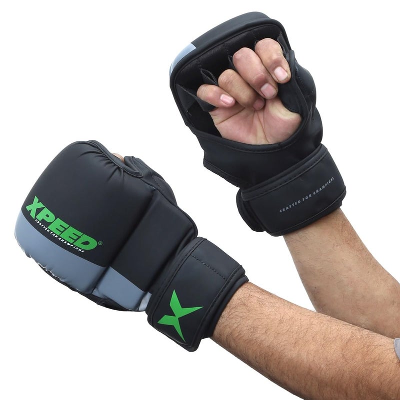 XPEED Striking Grappling Gloves, XP1504 PU Grappling Glove for Martail Arts, Combat Sports, MMA, Training Gloves, Versatile Sports Gloves | Wrap Around Hook & Loop Closure (L/XL, Green) - Image 5