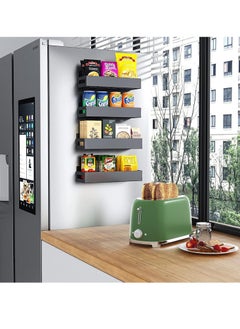 Hanayo 4 Pack Kitchen Refrigerator Side Shelf Moveable Fridge Magnetic Spice Racks Punch Free Storage Rack  - Image 2