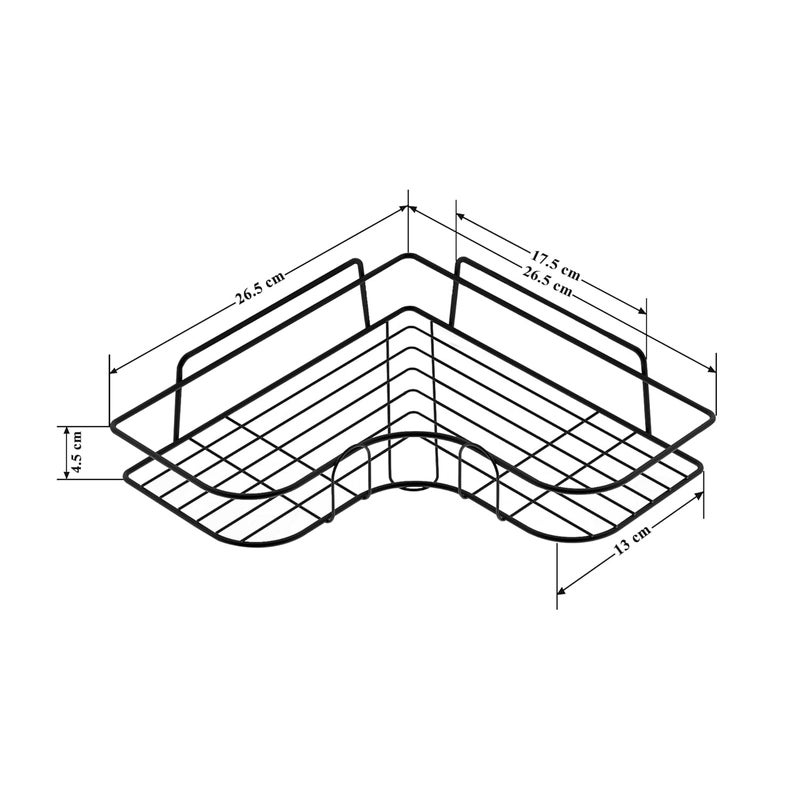 SAJIVAN Enterprise Self Adhesive Corner Shelf for Bathroom/Adhesive Shelf for Kitchen with Magic Sticker/Bathroom Organizer Without Drill (GI Metal, Black)  - Image 5