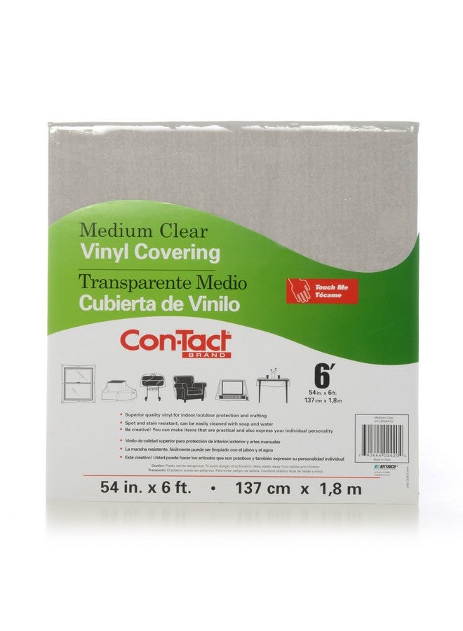 Con-Tact Brand Multipurpose Vinyl, Medium-Weight Clear PVC Covering, 54" x 6', Medium Clear