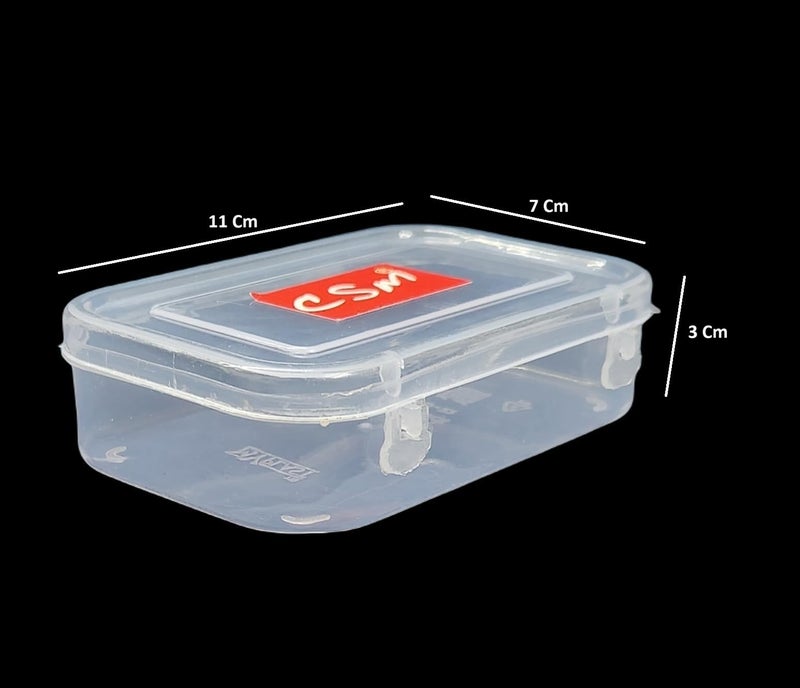 URBAA Plastic Small Storage Boxes with Lock Lids,Jewellery Case Organiser(PUREPACK22-12), 100ml Capacity, 11x7x3 cm, Clear, Set of 12 - Image 5