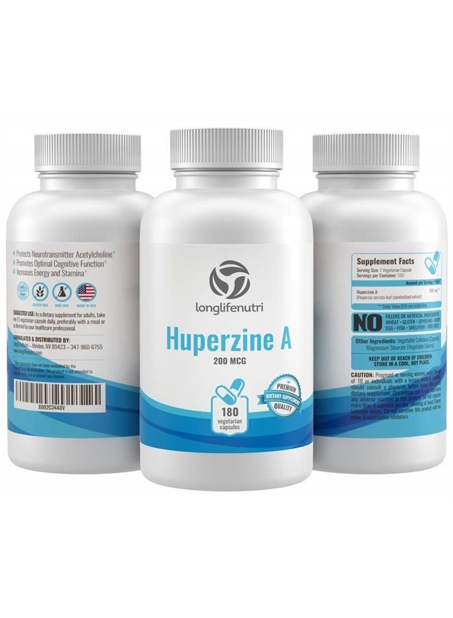 LongLifeNutri Huperzine A 200 Mcg 180 Vegetarian Capsules | Made in USA | Powerful Nootropic Brain Complex | Cognitive Function Enhancer Supplement | Memory Focus Clarity Mental Booster | 200mcg Pure Powder Pill - Image 5
