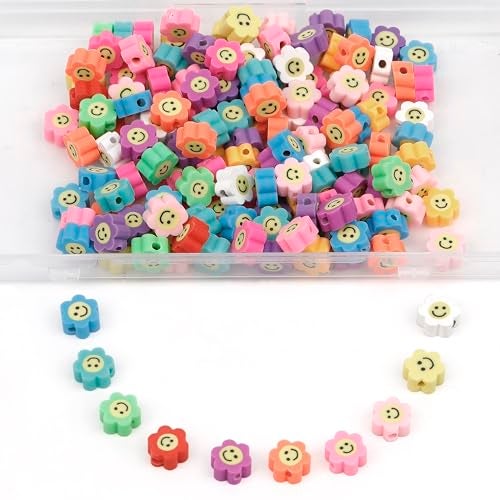 GMMA 180 Pcs Flower Polymer Clay Beads for Charms Making Pony Bead Shapes for Friendship Bracelets Spacer Beads Supplies for DIY Bracelet Pendants Earring Necklace Jewelry Making - Image 1