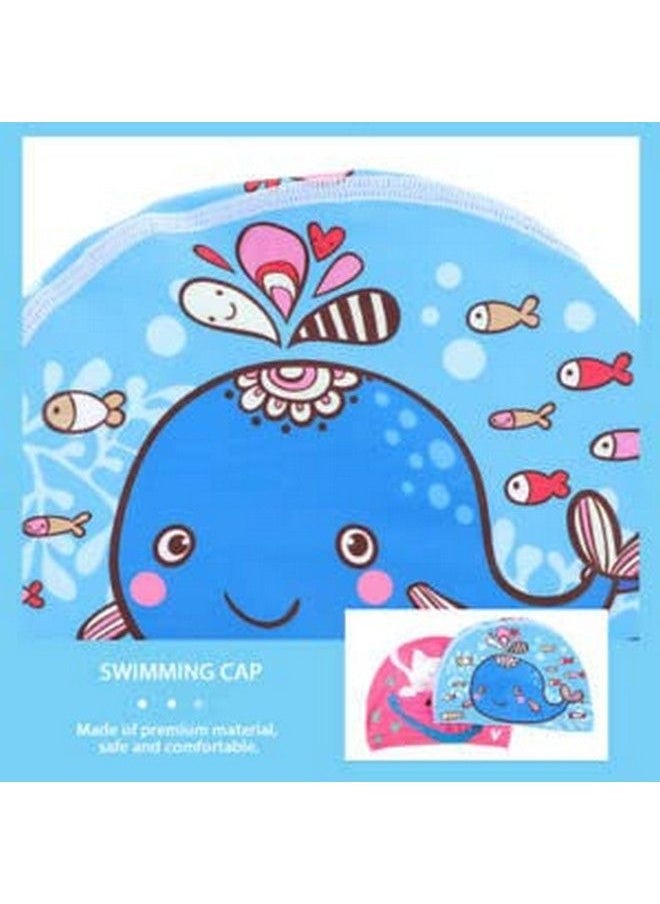 El Regalo - 2 Pcs Swim Cap Kids Toddlers Comfortable Breathable Polyester Fabric Swimming Caps Cute Cartoon Dolphin Shark Owl Mermaid Fairy Unicorn Giraffe Swim Caps (Dolphin & Unicorn) - Image 1